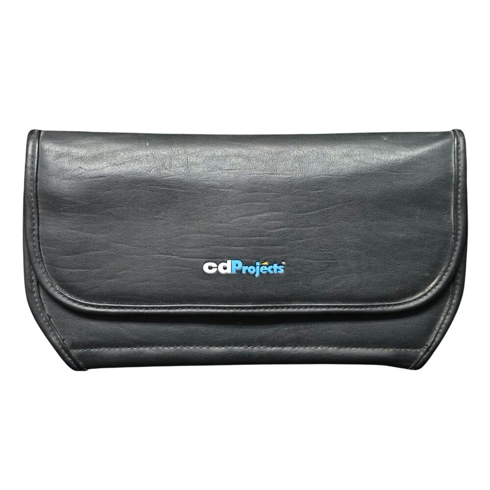 CD Projects Black Folding Carrying Case w/ Zippered Pocket Holds 20 CD's